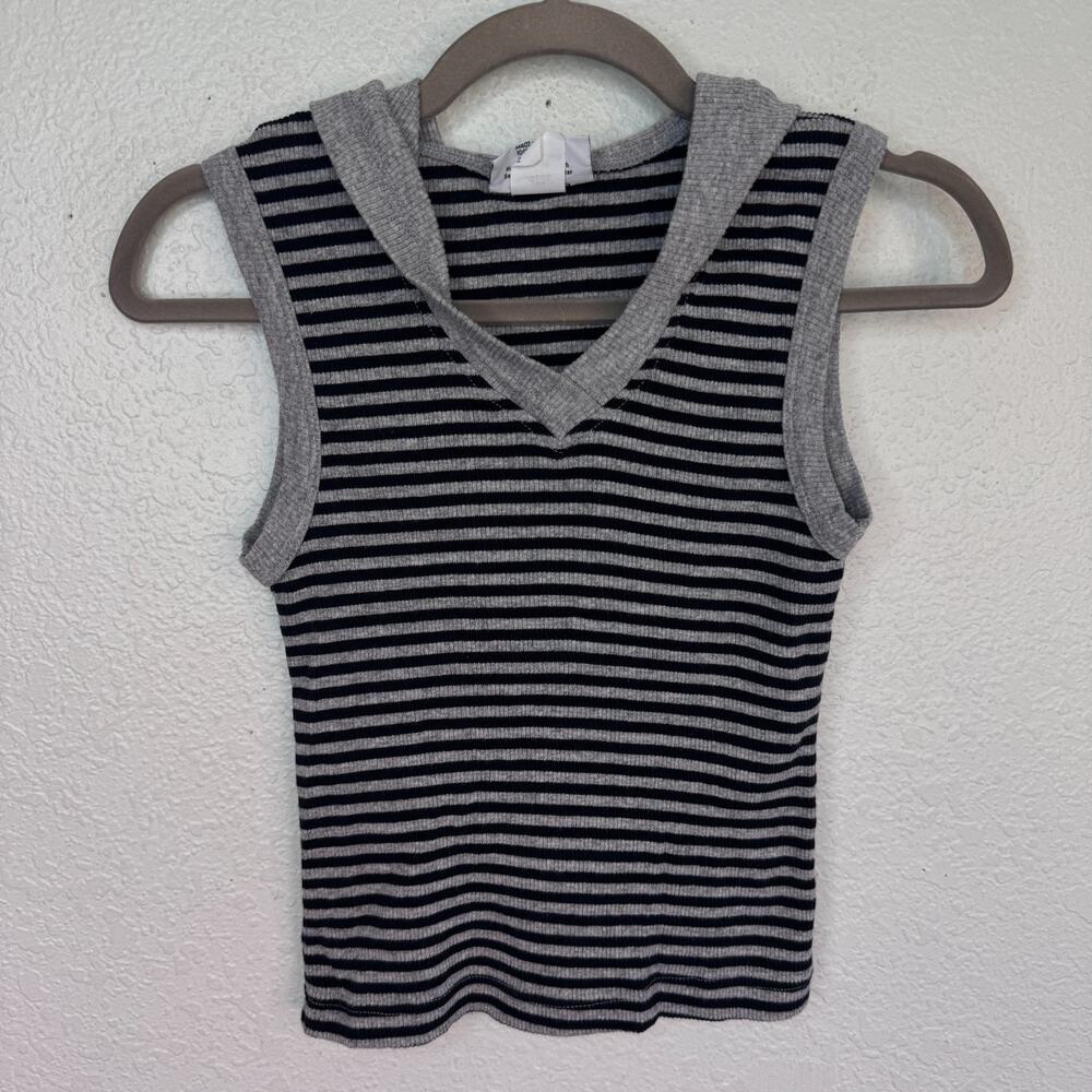 Vintage Hard Tail Forever Top Womens One Size Striped Hooded Y2K V Neck Tank